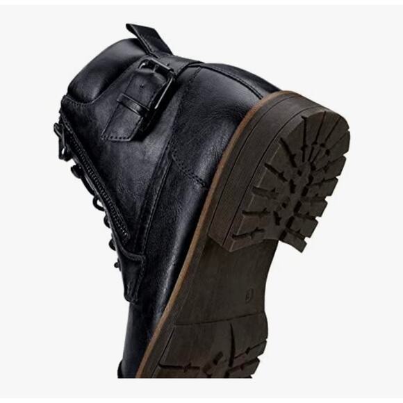 Vostey Men's Casual Motorcycle Combat Ankle Dress Boots Color Black Size 11.5 - Picture 3 of 15
